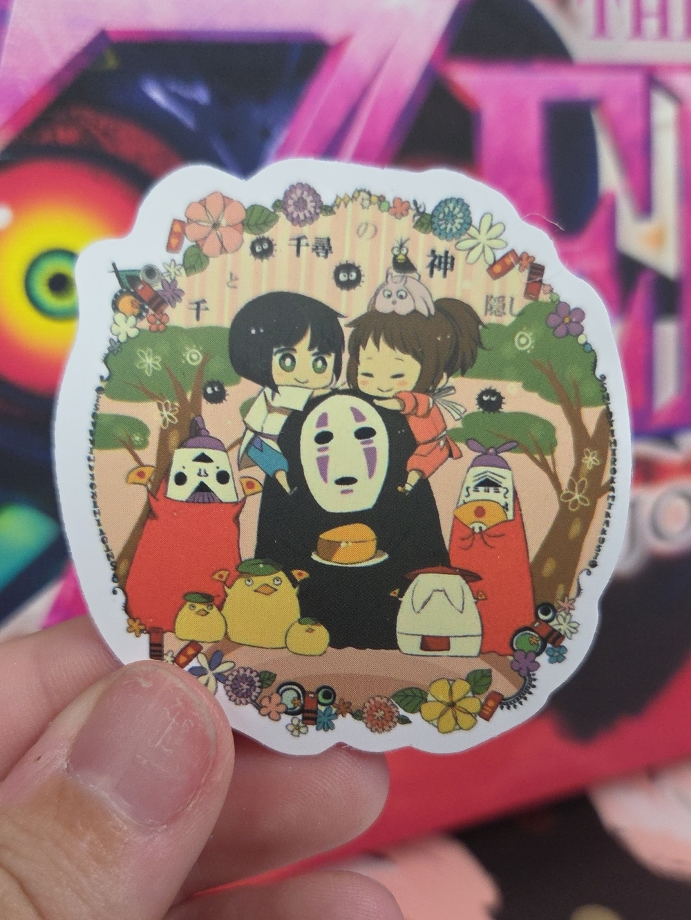 Cute Pink & Black Anime-Style Art Print Featuring Spirited Characters
